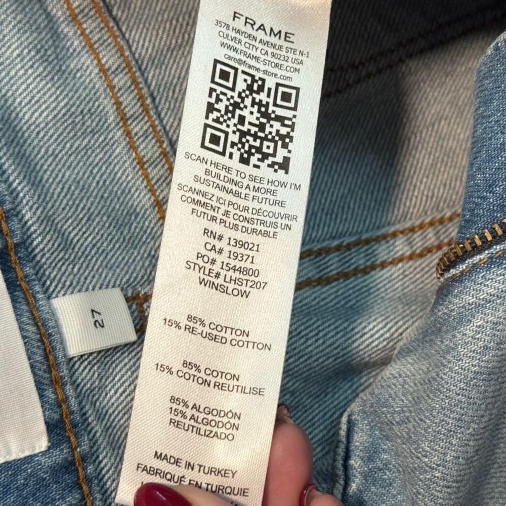 Frame Denim- Le High Straight Light Wash Winslow Jeans, Size 27 - Picture 16 of 16